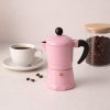 Kotyogós kávéfőző 2 személyes – rózsaszín, klasszikus olasz eszpresszó kávéfőző