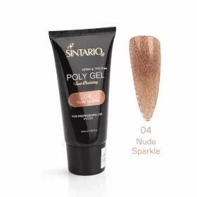   SINTARIO Professzionális Poly Gel Körömépítéshez – 04 Nude Sparkle | HEMA & TPO mentes UV/LED műköröm építő zselé 30ml