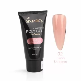   SINTARIO Poly Gel 02 Blush Shimmer – finoman rózsás gyöngyházfényű építő polygél UV/LED lámpához, professzionális körömépítéshez