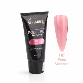   SINTARIO Poly Gel 06 Petal Shimmer – virágszirmokra emlékeztető rózsaszín csillogású építő polygél UV/LED lámpához, professzionális körömépítéshez