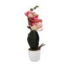Mű orchidea virágtartóban, élethű - kétszálas - 28 cm - rózsaszín