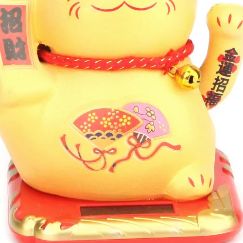 Napenergiával Működő Arany Maneki Neko Integető cica