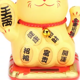 Napenergiával Működő Arany Maneki Neko Integető cica