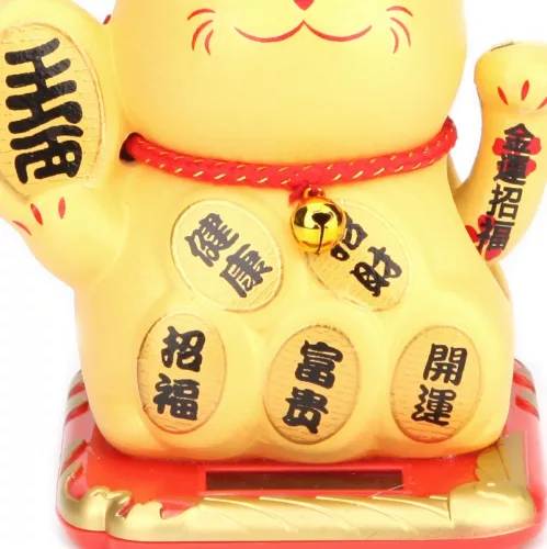 Napenergiával Működő Arany Maneki Neko Integető cica