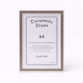   A4 méretű szürke képkeret – fa hatású dokumentum- és oklevélkeret, modern faliképkeret
