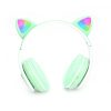 Macskafül, Színes ragyogás, Bluetooth 5.0 fülhallgató mikrofonnal, Zöld