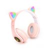 Macskafül, Színes ragyogás, Bluetooth 5.0 fülhallgató mikrofonnal, Rózsaszín