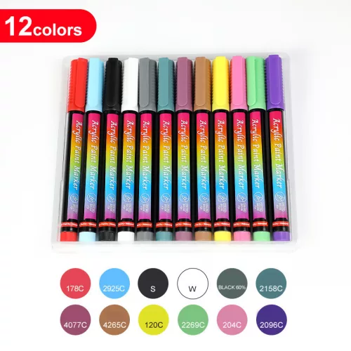 12 színű akril festék marker készlet rugalmas ecsetheggyel – Brush Tip Acrylic Paint Marker