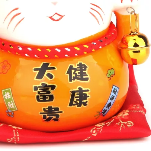 Maneki Neko Integető cica, malacpersely - Arany