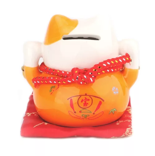 Maneki Neko Integető cica, malacpersely - Arany