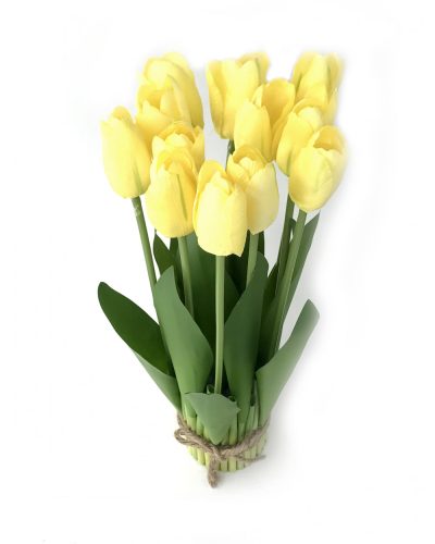 Tulipán csokor élethű növény, 12 szálas – Sárga
