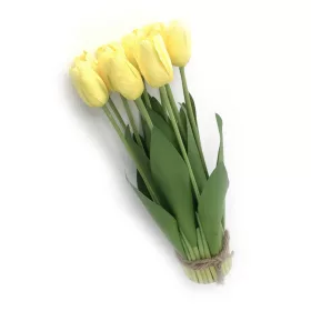 Tulipán csokor élethű növény, 12 szálas – Sárga