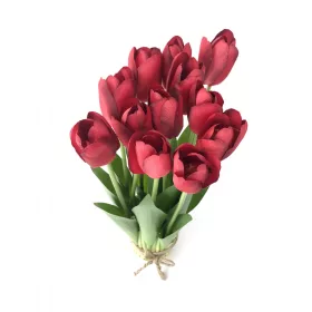 Tulipán csokor élethű növény, 12 szálas – Piros