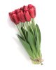 Tulipán csokor élethű növény, 12 szálas – Piros