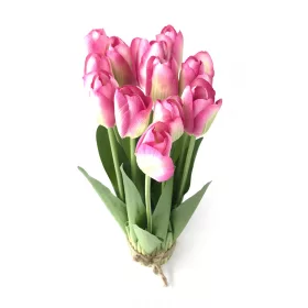   Tulipán csokor élethű növény, 12 szálas – Rózsaszín