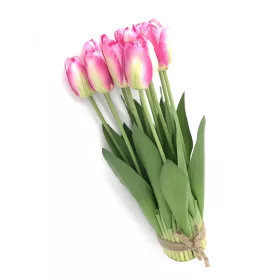   Tulipán csokor élethű növény, 12 szálas – Rózsaszín