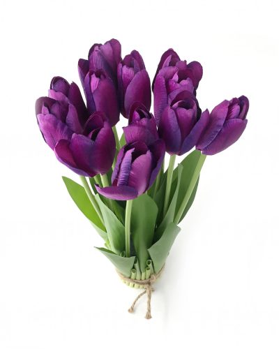 Tulipán csokor élethű növény, 12 szálas – Lila