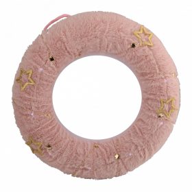 Adventi koszorú LED-es fénnyel 37 cm plüss - rózsaszín