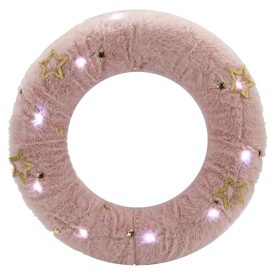 Adventi koszorú LED-es fénnyel 37 cm plüss - rózsaszín