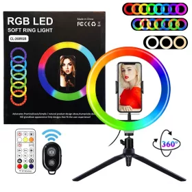 Selfie körlámpa RGB - LED CL-260RGB, 27 cm átmérőjű