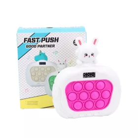   Pop It antistressz játék - Nyuszi formájú, hanggal, memória funkcióval és digitális kijelzővel, pink