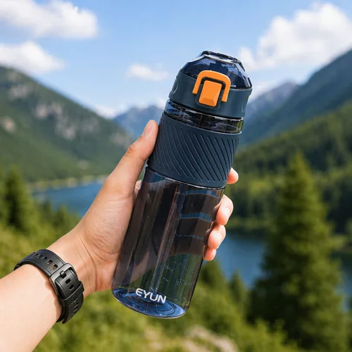 500 ml-es szívószálas sport kulacs csúszásmentes markolattal – BPA-mentes ivópalack, sötétkék