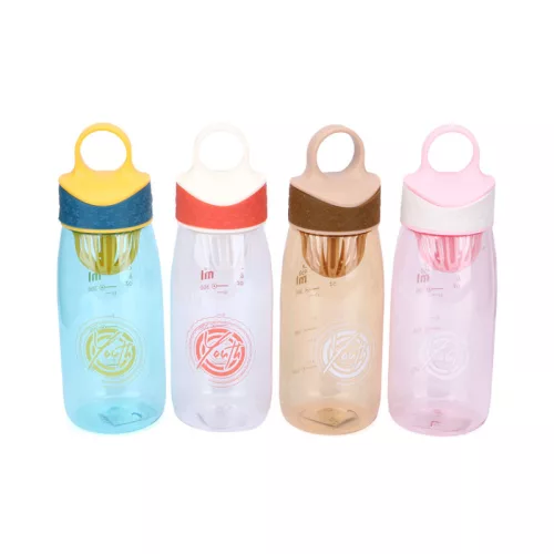 Motivációs kulacs 450 ml teaszűrővel, nagy akasztóval - Barna