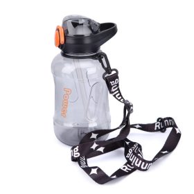   Motivációs kulacs Power 900 ml sport kulacs nyakba akaszthatós pántal - Fekete