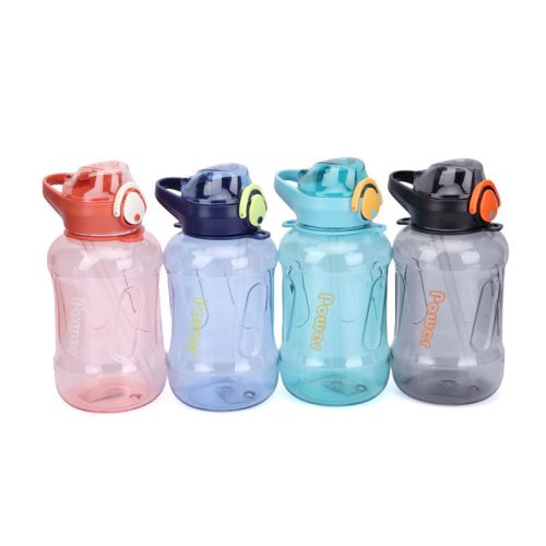 Motivációs kulacs Power 900 ml sport kulacs nyakba akaszthatós pántal - Fekete