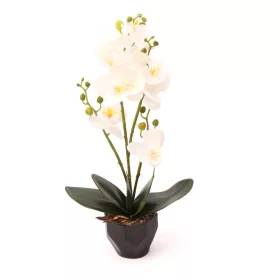 Mű Orchidea kerámia kaspóban 50 cm - fehér
