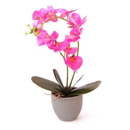 Mű Orchidea 2 szálasz kerámia virágtartóban 52 cm - pink