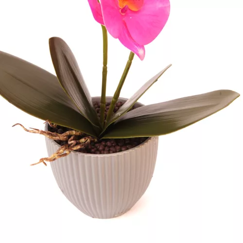 Mű Orchidea 2 szálasz kerámia virágtartóban 52 cm - pink