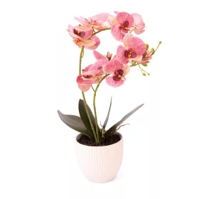   Mű Orchidea 2 szálasz kerámia virágtartóban 52 cm - vörös