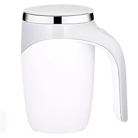   Automatikus Önkavaró Bögre 300 ml – Mágneses Keverő Pohár, Fehér–Szürke, Kávéhoz és Teához