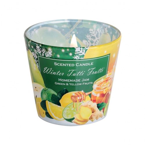 Illatgyertya pohárban 115g, Winter Tutti Frutti Homemade Jam Green & Yellow fruits