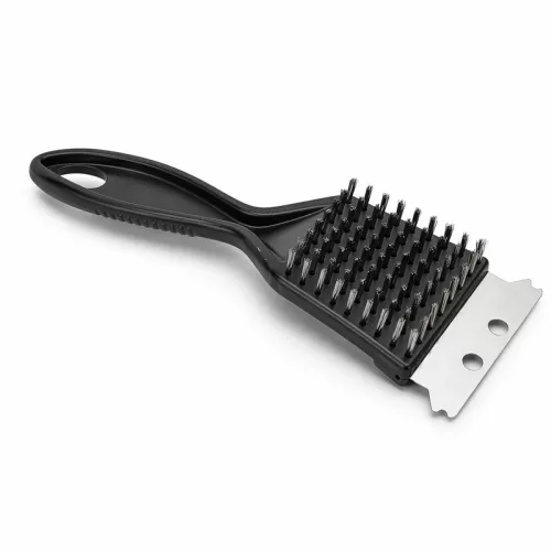 Grill tisztító kefe kaparóval 20,5 cm – rozsdamentes BBQ rácstisztító kefe