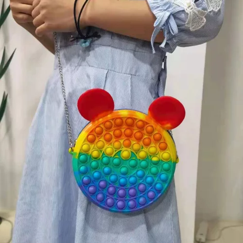 Popit táska Szilikon Push Bubble Sensory Bag Stressz Relief Fidget Játék Sokszínű