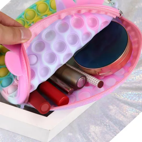 Popit táska Szilikon Push Bubble Sensory Bag Stressz Relief Fidget Játék Sokszínű