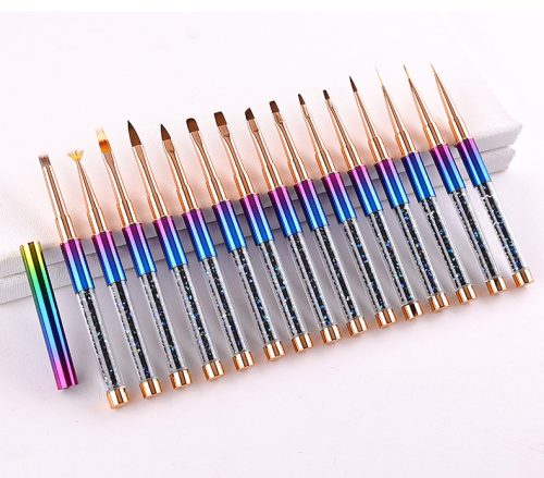 Zselé építő ecset 7# - Strasz köves kivitelben, színes