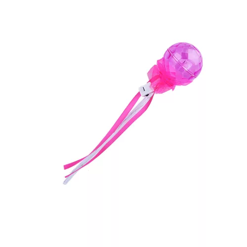 Világítós varázspálca LED-es, gömb a végén, pink szalaggal, 38 cm hosszú