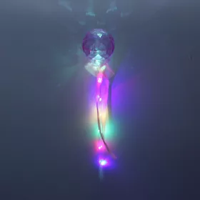   Világítós varázspálca LED-es, gömb a végén, rózsaszín szalaggal, 38 cm hosszú