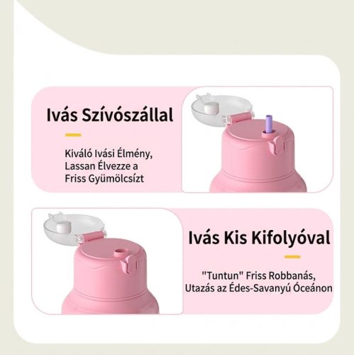 Hordozható USB Turmixgép 1500 ml – Nagy Kapacitású Smoothie és Juice Mixer, Rózsaszín