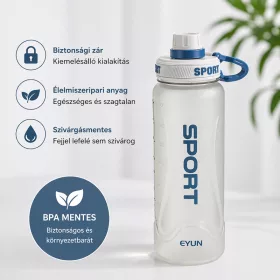   Sport kulacs 900 ml – BPA-mentes ivópalack csavaros kupakkal, fekete