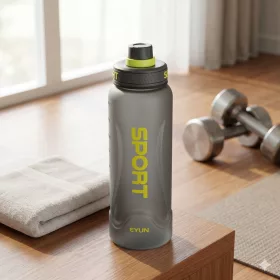   Sport kulacs 900 ml – BPA-mentes ivópalack csavaros kupakkal, középszürke