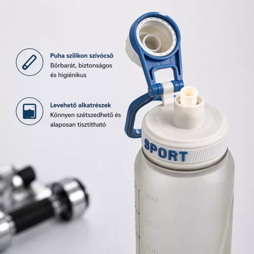 Sport kulacs 900 ml – BPA-mentes ivópalack csavaros kupakkal, középszürke