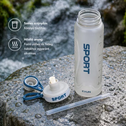 Sport kulacs 900 ml – BPA-mentes ivópalack csavaros kupakkal, középszürke