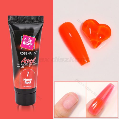Rosenails - Poly gel 15 ml Neon Piros 1#