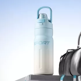   550 ml sport termosz duplafalu rozsdamentes acélból – kék-fehér szigetelt kulacs