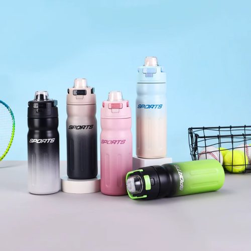 550 ml sport termosz duplafalu rozsdamentes acélból – kék-fehér szigetelt kulacs