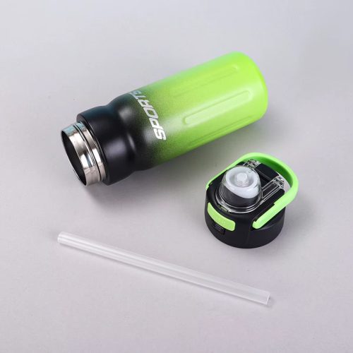 550 ml sport termosz duplafalú rozsdamentes acélból – fekete-ezüst szigetelt kulacs